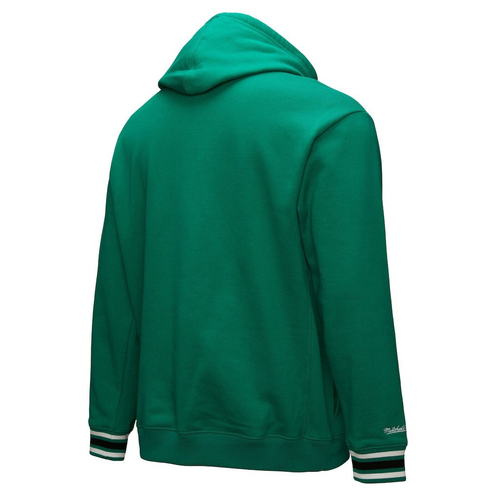 Boston Celtics Chainstitch Applique Vintage Heavyweight Pullover Hoodie - Kelly Green | Mitchell & Ness for sale