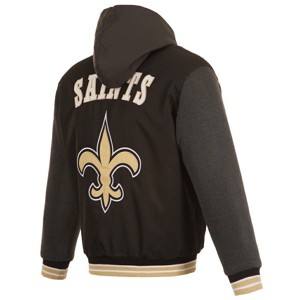 New Orleans Saints JH Design Reversible Twill Hoodie Full-Zip Jacket - Black sale