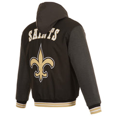 New Orleans Saints JH Design Reversible Twill Hoodie Full-Zip Jacket - Black sale