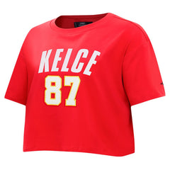 Travis Kelce Kansas City Chiefs Pro Standard Women's Player Name & Number Cropped Boxy T-Shirt - Red cheap