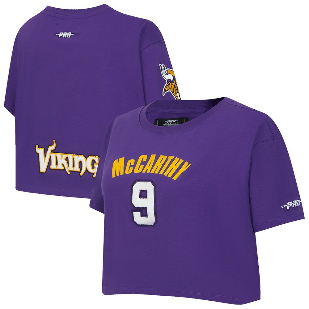 J.J. McCarthy Minnesota Vikings Pro Standard Women's Player Name & Number Cropped Boxy T-Shirt - Purple outlet