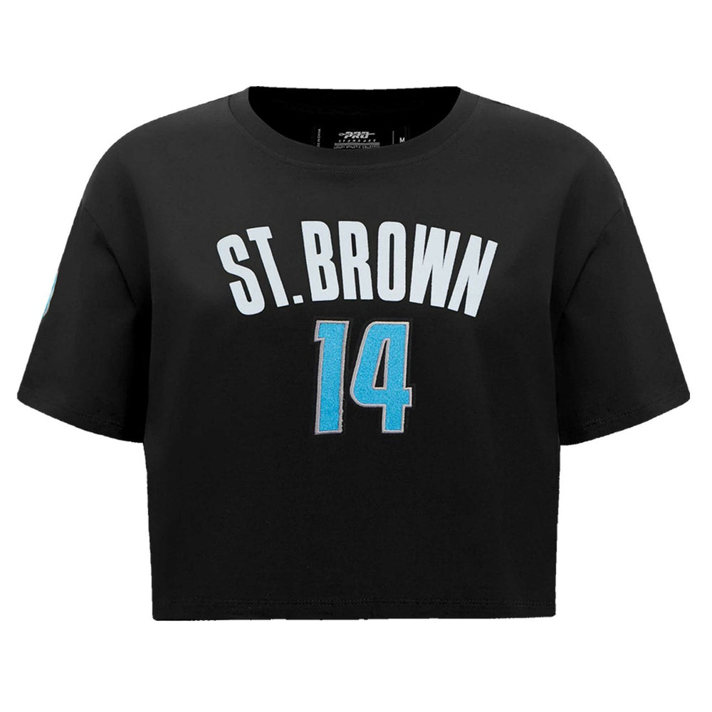 Amon-Ra St. Brown Detroit Lions Pro Standard Women's Player Name & Number Cropped Boxy T-Shirt - Black sale