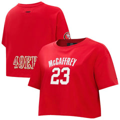 Christian McCaffrey San Francisco 49ers Pro Standard Women's Player Name & Number Cropped Boxy T-Shirt - Scarlet online