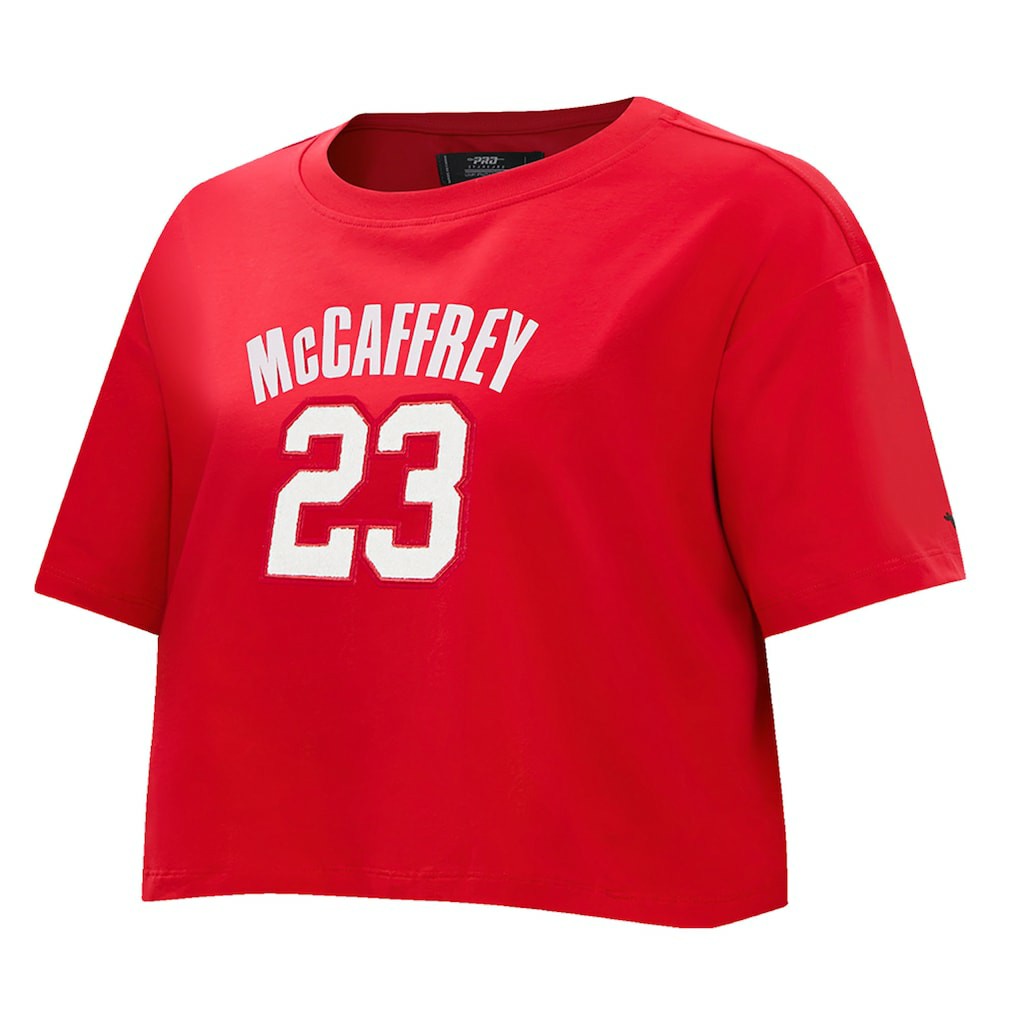 Christian McCaffrey San Francisco 49ers Pro Standard Women's Player Name & Number Cropped Boxy T-Shirt - Scarlet online