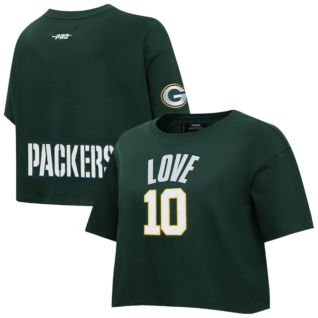 Jordan Love Green Bay Packers Pro Standard Women's Player Name & Number Cropped Boxy T-Shirt - Green for sale