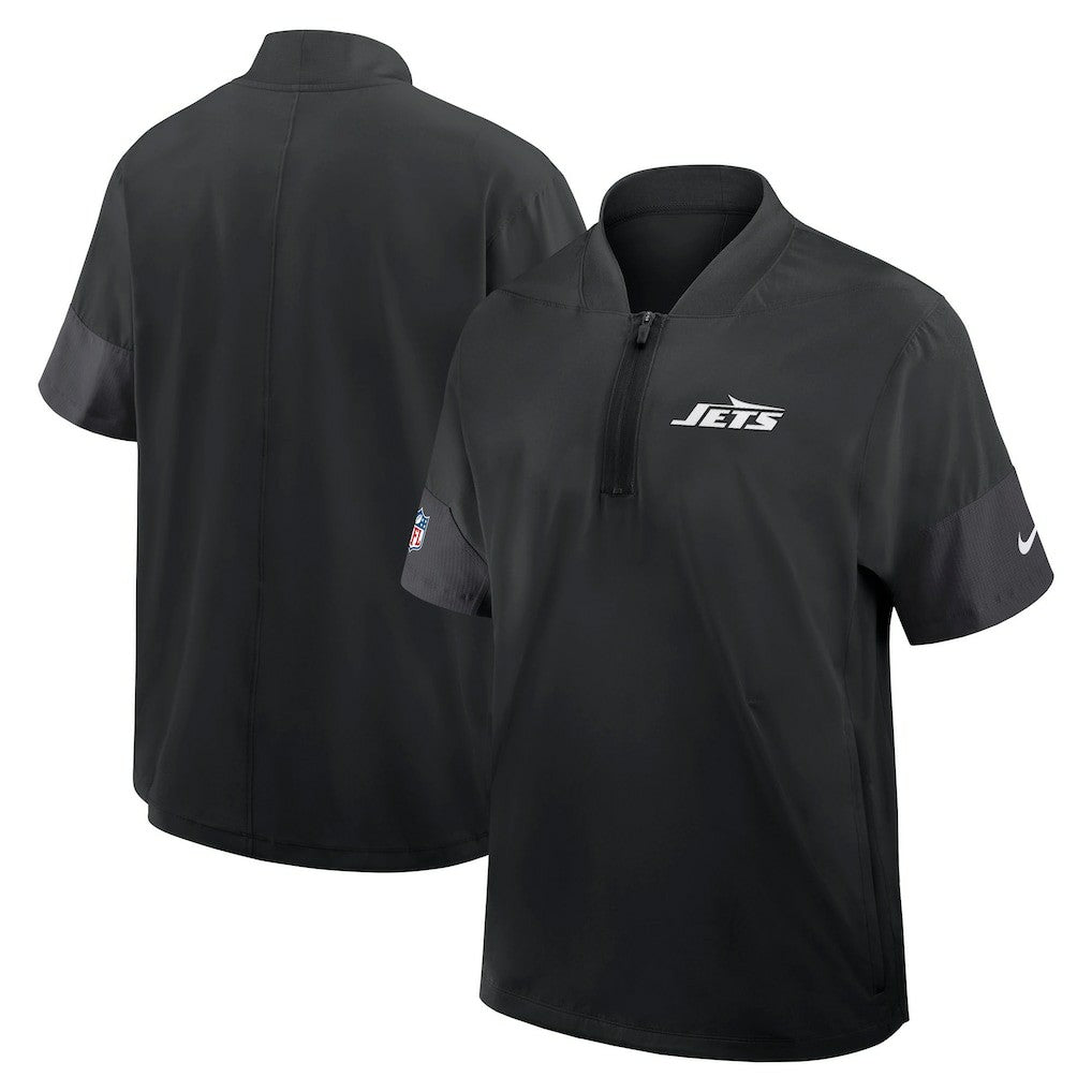 New York Jets Sideline Short Sleeve Quarter-Zip Dri-FIT Coach Jacket - Black | Nike sale