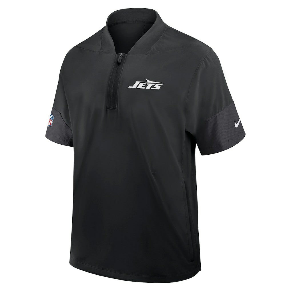 New York Jets Sideline Short Sleeve Quarter-Zip Dri-FIT Coach Jacket - Black | Nike sale