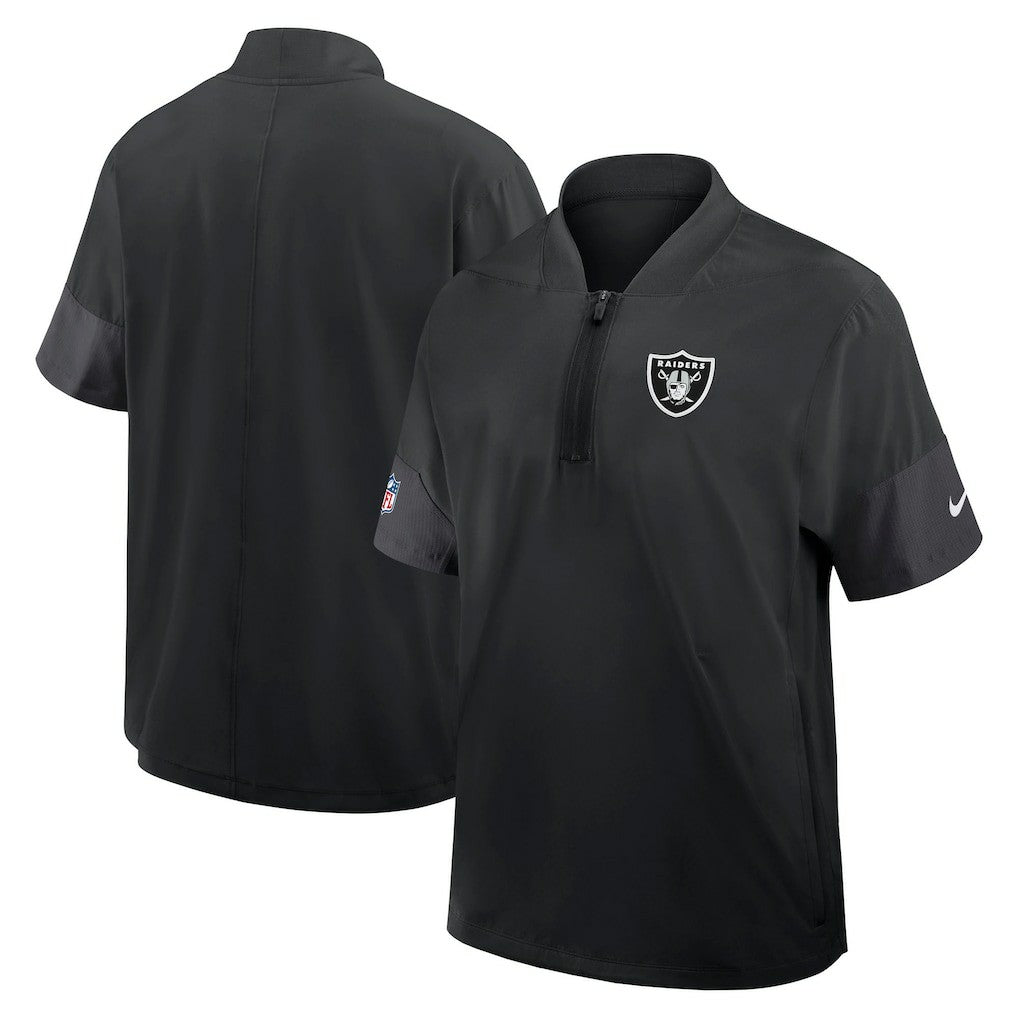 Las Vegas Raiders Sideline Short Sleeve Quarter-Zip Dri-FIT Coach Jacket - Black | Nike for sale