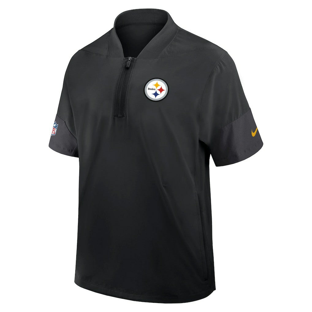 Pittsburgh Steelers Sideline Short Sleeve Quarter-Zip Dri-FIT Coach Jacket - Black | Nike on sale