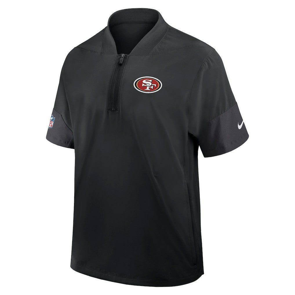 San Francisco 49ers Sideline Short Sleeve Quarter-Zip Dri-FIT Coach Jacket - Black | Nike on sale