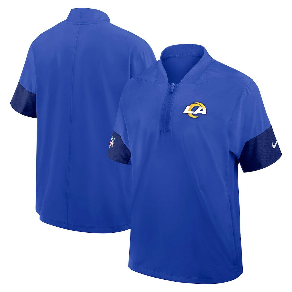 Los Angeles Rams Sideline Short Sleeve Quarter-Zip Dri-FIT Coach Jacket - Royal | Nike for sale