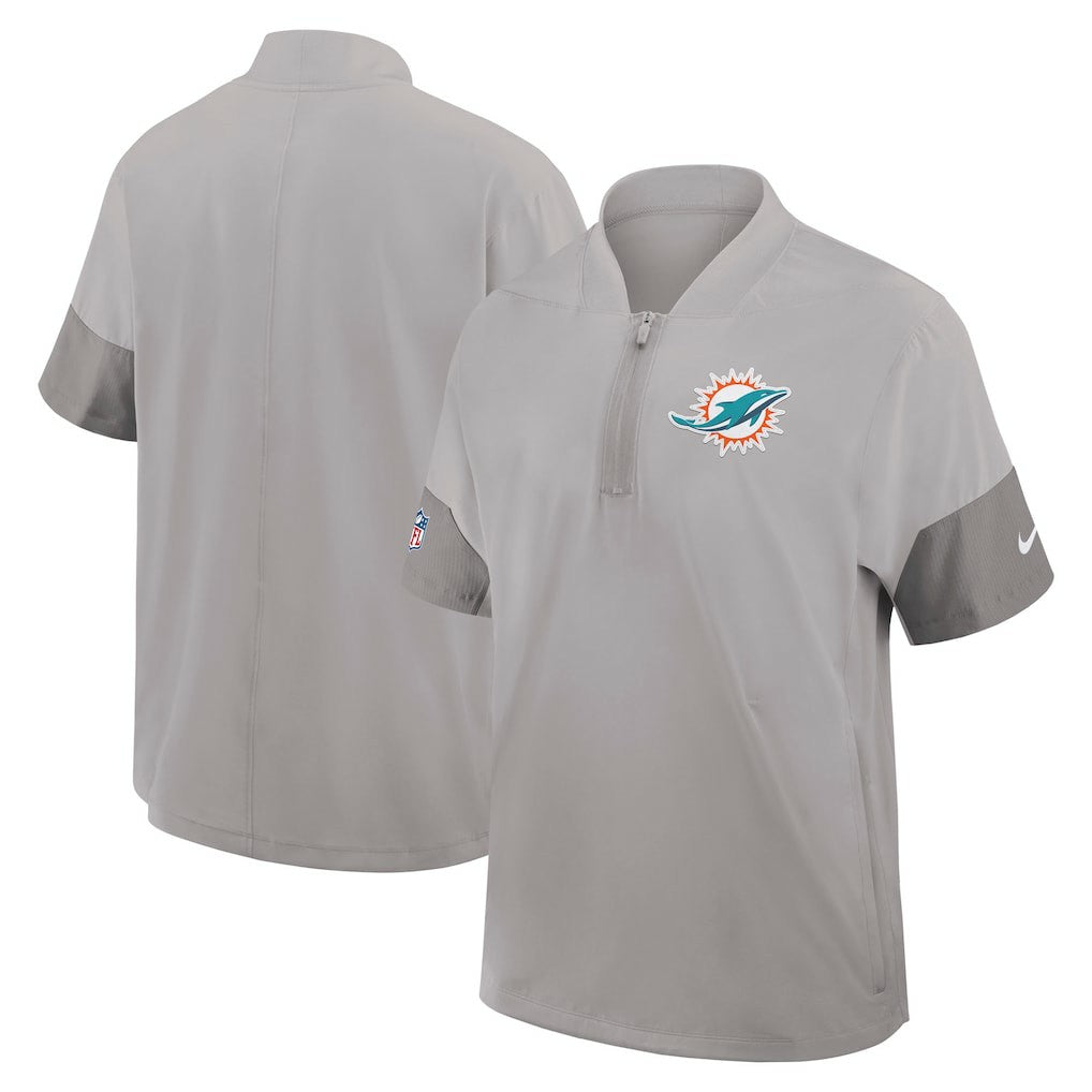 Miami Dolphins Sideline Short Sleeve Quarter-Zip Dri-FIT Coach Jacket - Gray | Nike online