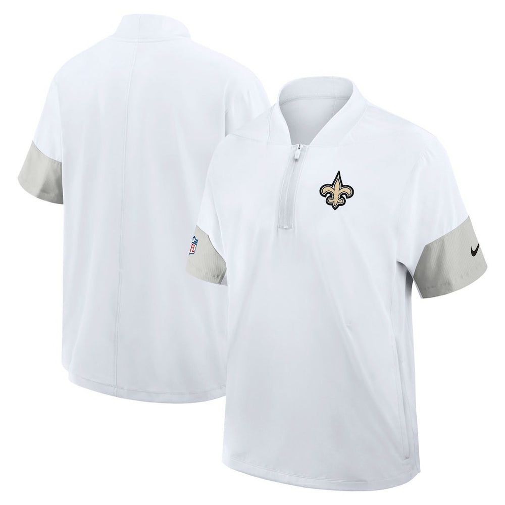 New Orleans Saints Sideline Short Sleeve Quarter-Zip Dri-FIT Coach Jacket - White | Nike on sale