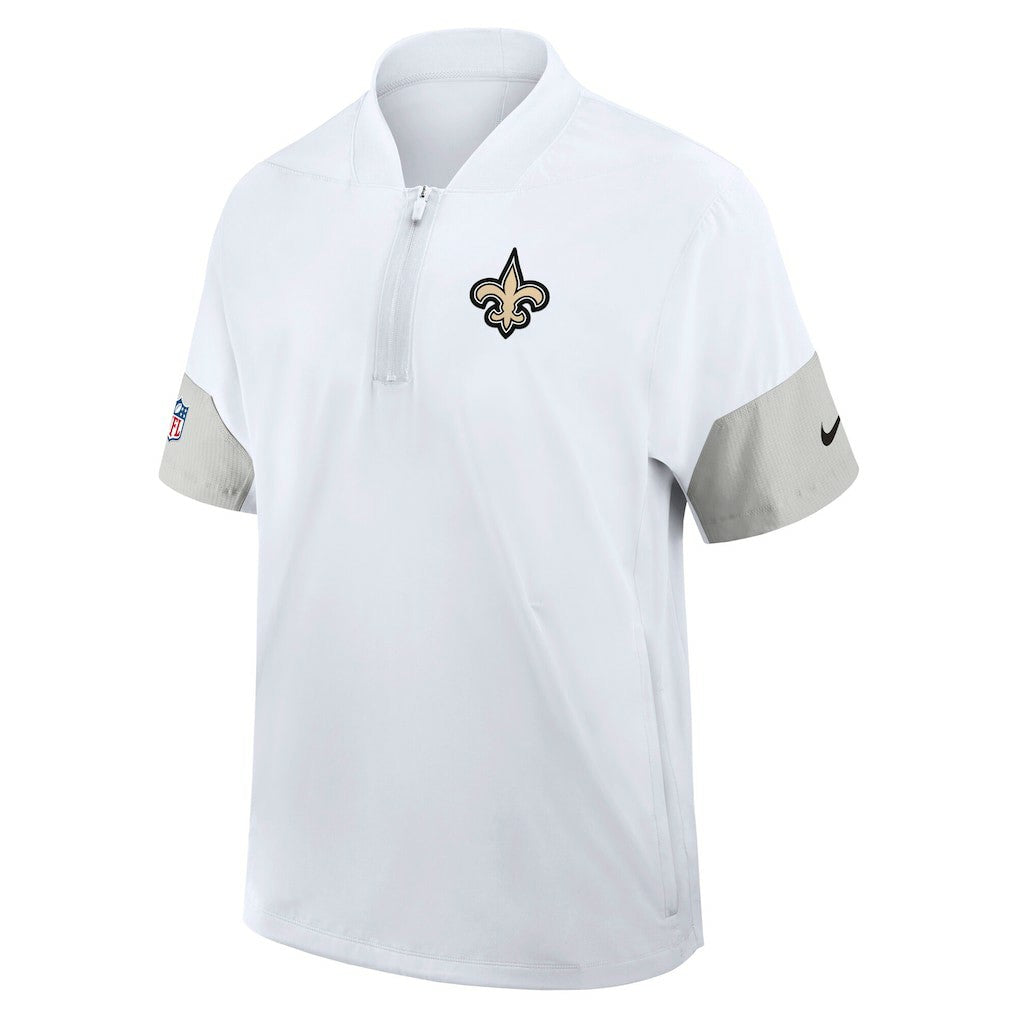 New Orleans Saints Sideline Short Sleeve Quarter-Zip Dri-FIT Coach Jacket - White | Nike on sale