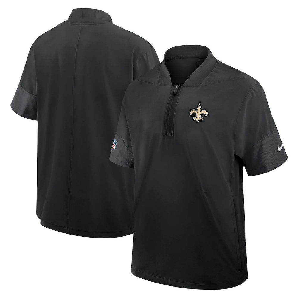 New Orleans Saints Sideline Short Sleeve Quarter-Zip Dri-FIT Coach Jacket - Black | Nike cheap