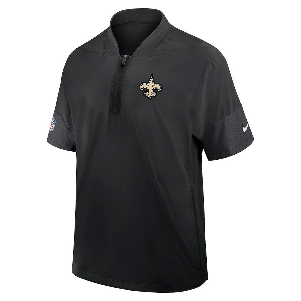 New Orleans Saints Sideline Short Sleeve Quarter-Zip Dri-FIT Coach Jacket - Black | Nike cheap