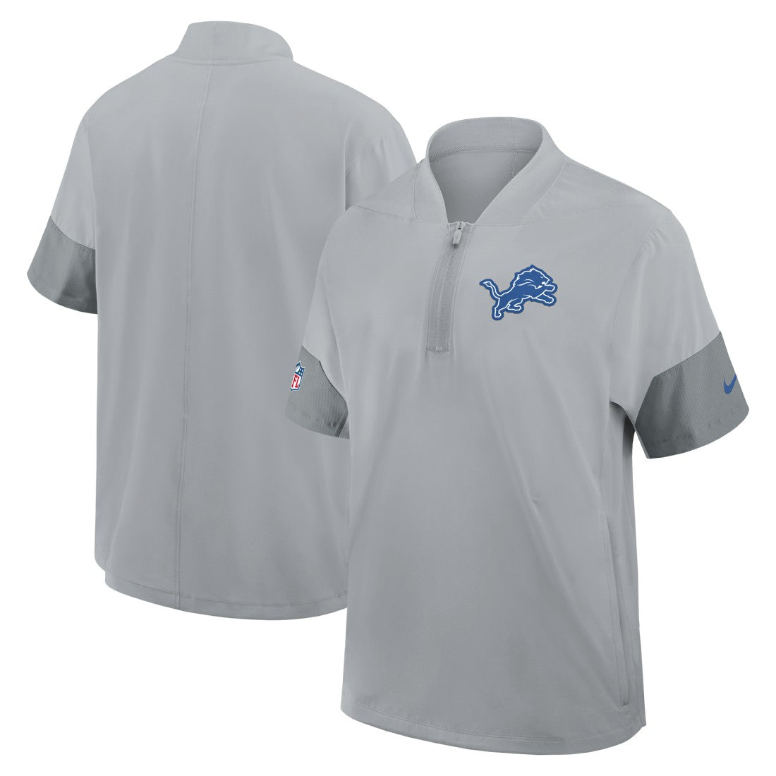 Detroit Lions Sideline Short Sleeve Quarter-Zip Dri-FIT Coach Jacket - Gray | Nike for sale