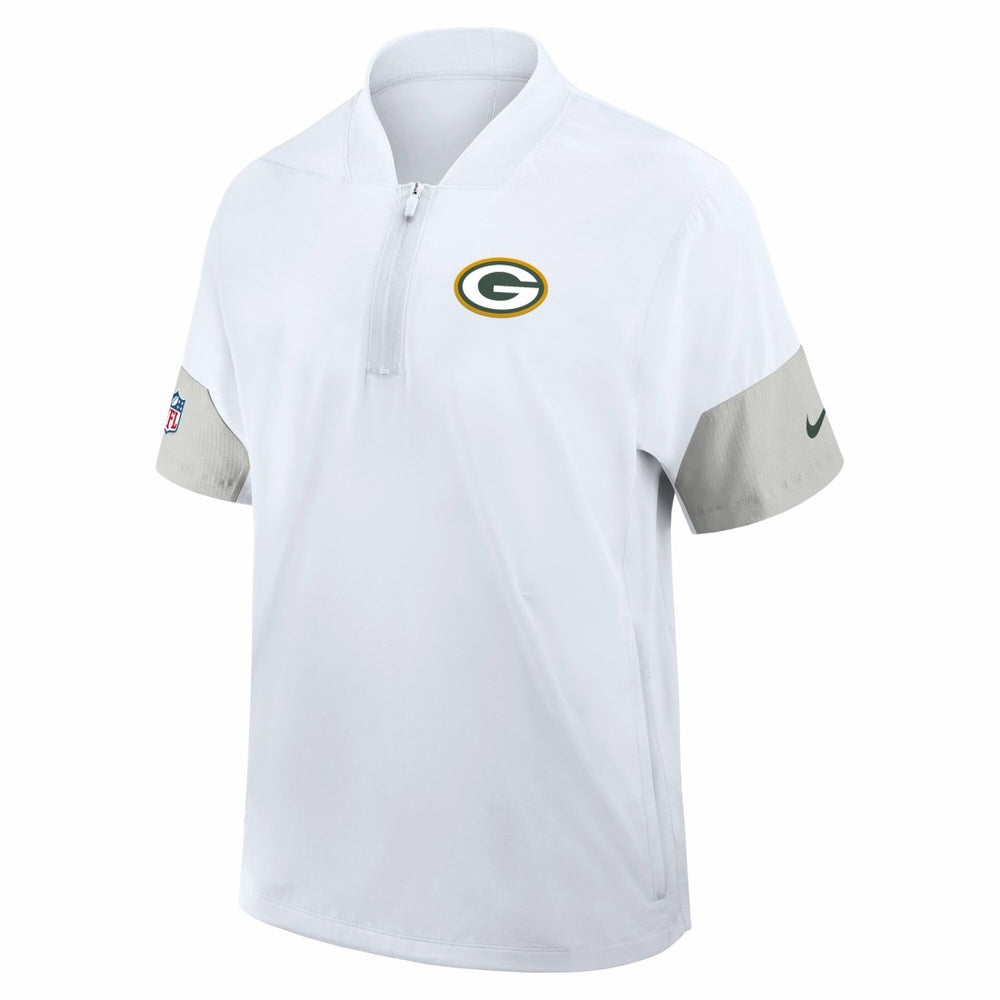 Green Bay Packers Sideline Short Sleeve Quarter-Zip Dri-FIT Coach Jacket - White | Nike outlet
