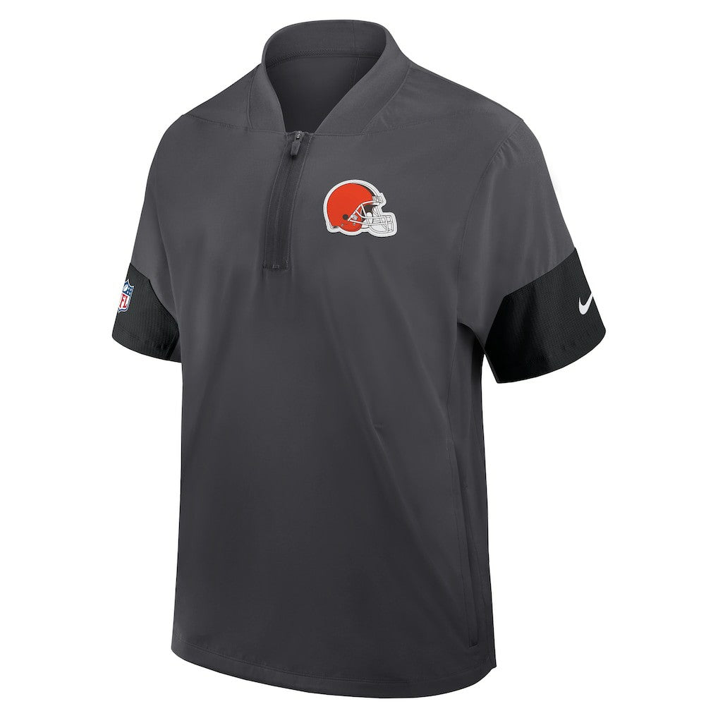 Cleveland Browns Sideline Short Sleeve Quarter-Zip Dri-FIT Coach Jacket - Anthracite | Nike sale