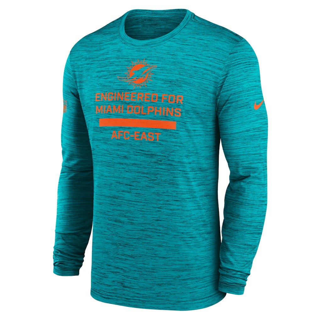 Miami Dolphins Sideline Velocity Performance Long Sleeve T-Shirt - Aqua | Nike discount