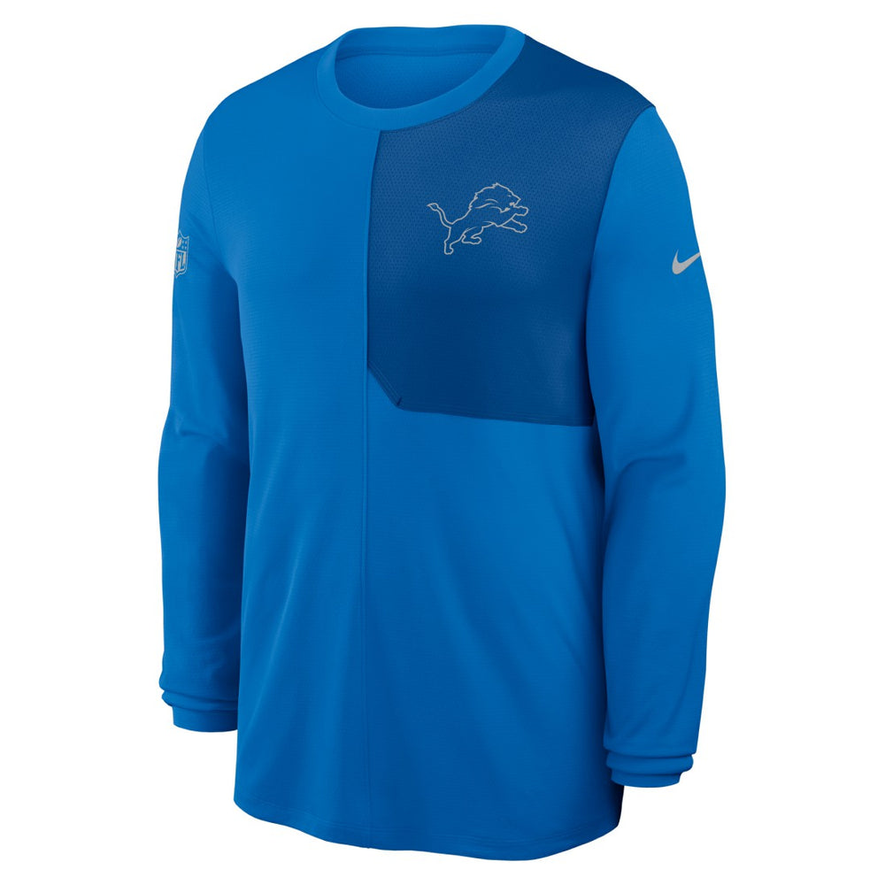 Detroit Lions Sideline Coach UV Dri-FIT Long Sleeve Shirt - Blue | Nike for sale