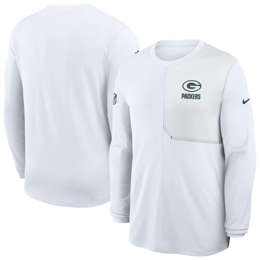 Green Bay Packers Sideline Coach UV Dri-FIT Long Sleeve Shirt - White | Nike for sale