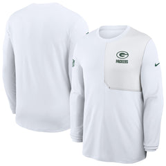 Green Bay Packers Sideline Coach UV Dri-FIT Long Sleeve Shirt - White | Nike for sale