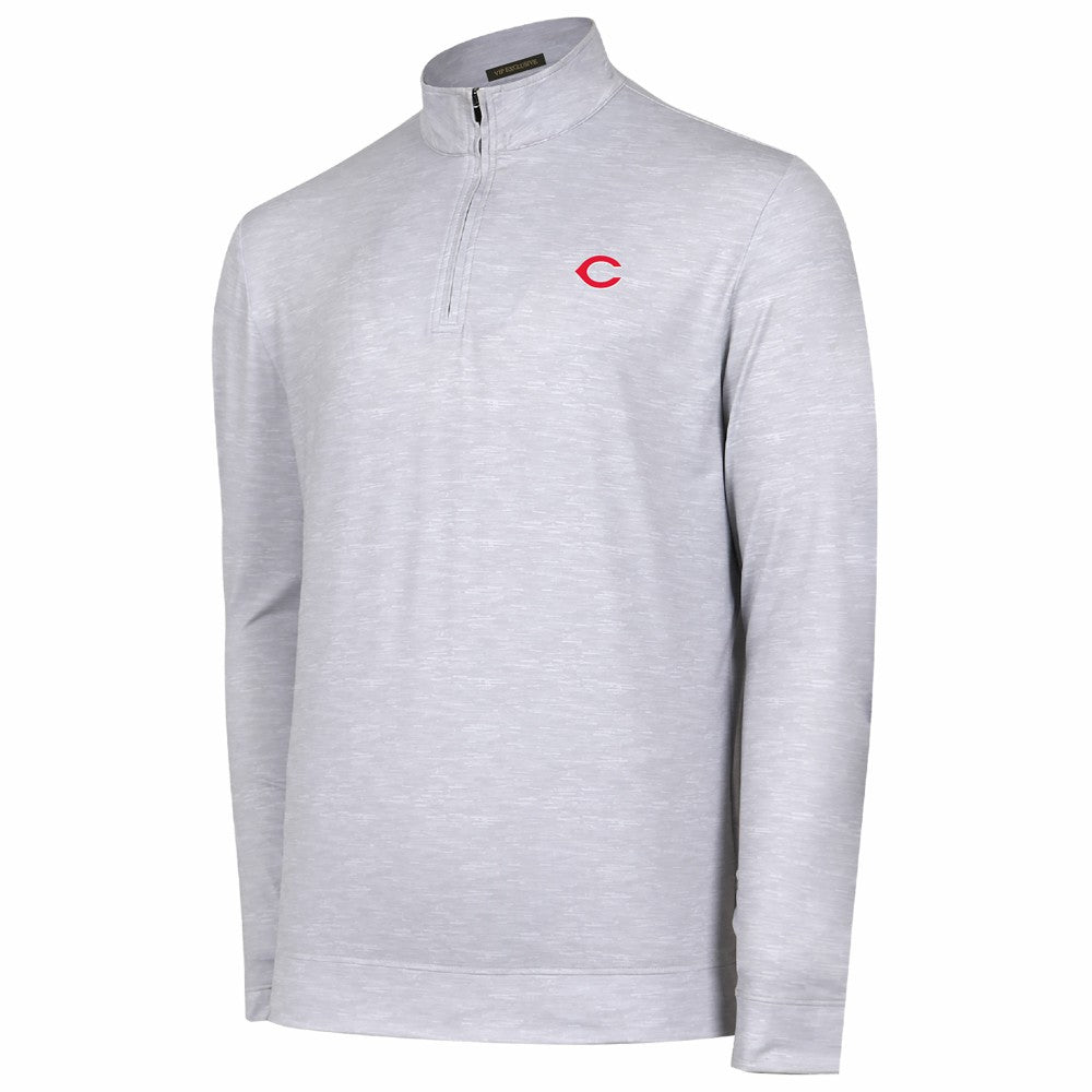 Cincinnati Reds Sublime Tri-Blend Quarter-Zip Jacket - Gray