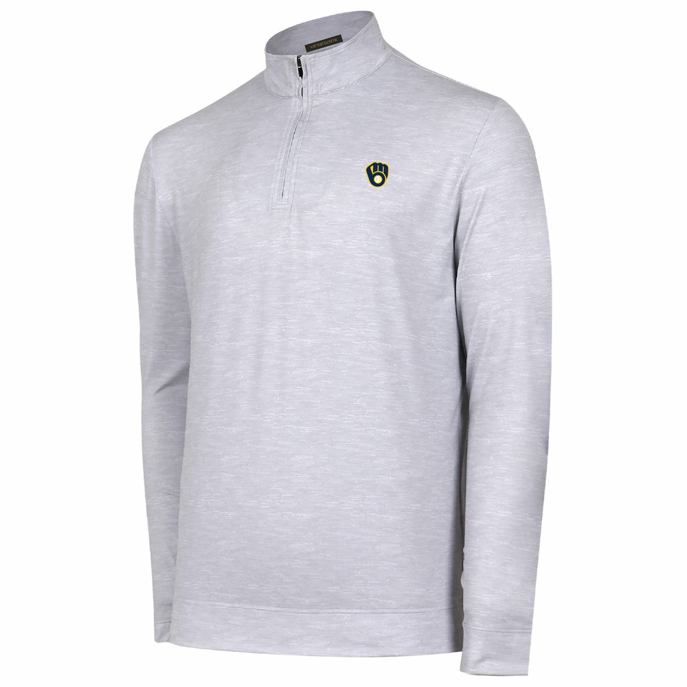Milwaukee Brewers Sublime Tri-Blend Quarter-Zip Jacket - Gray