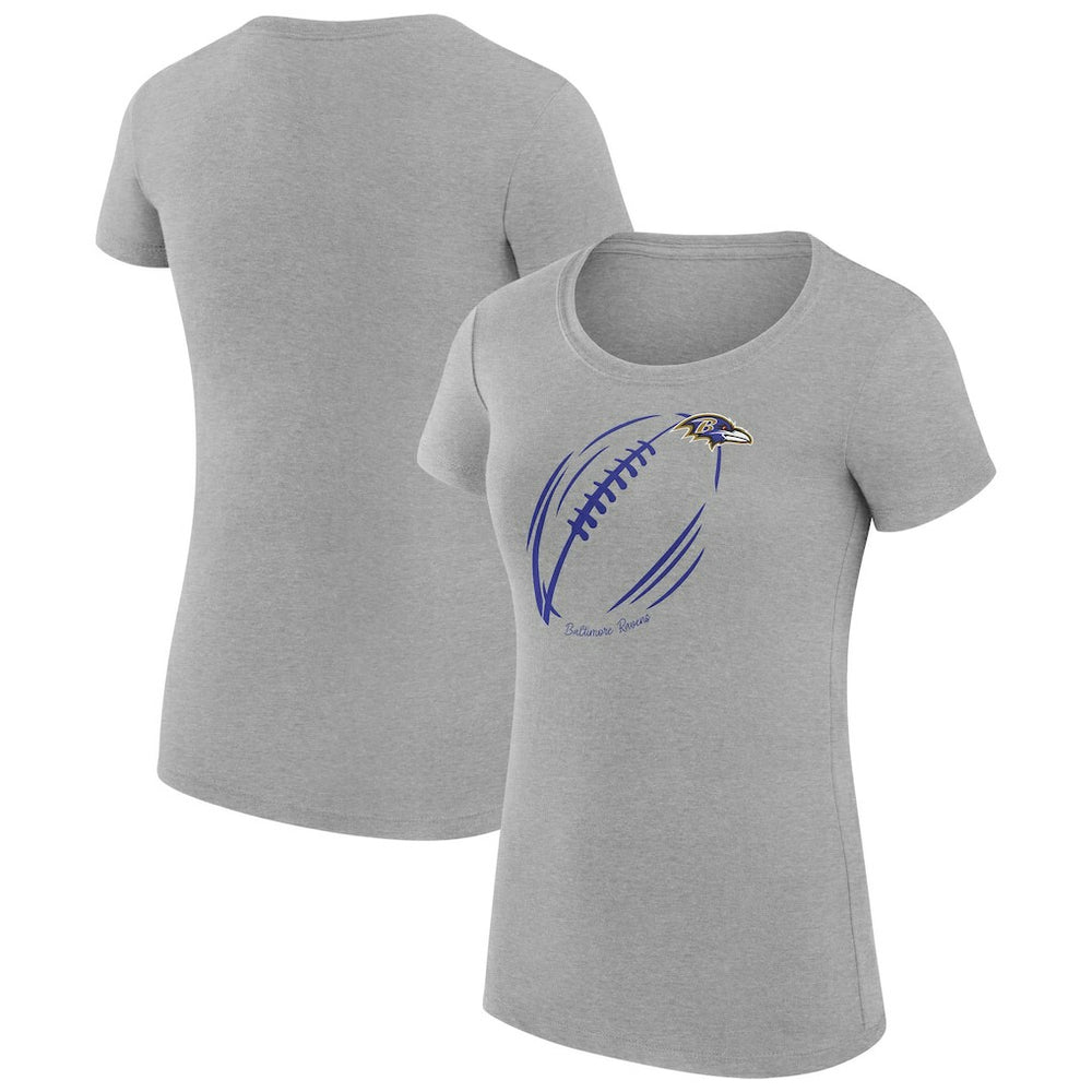 Baltimore Ravens G-III 4Her by Carl Banks Women's Super-Slim Fit Lightweight Subtle Football T-Shirt - Heather Gray online