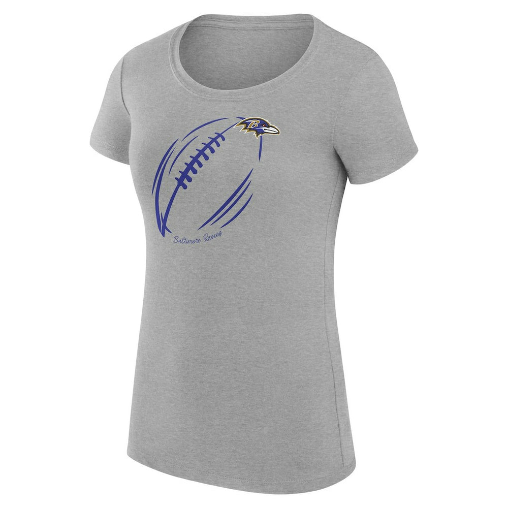 Baltimore Ravens G-III 4Her by Carl Banks Women's Super-Slim Fit Lightweight Subtle Football T-Shirt - Heather Gray online