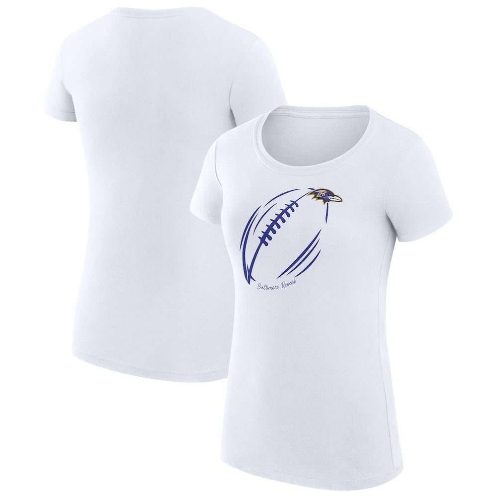Baltimore Ravens G-III 4Her by Carl Banks Women's Super-Slim Fit Lightweight Subtle Football T-Shirt - White outlet