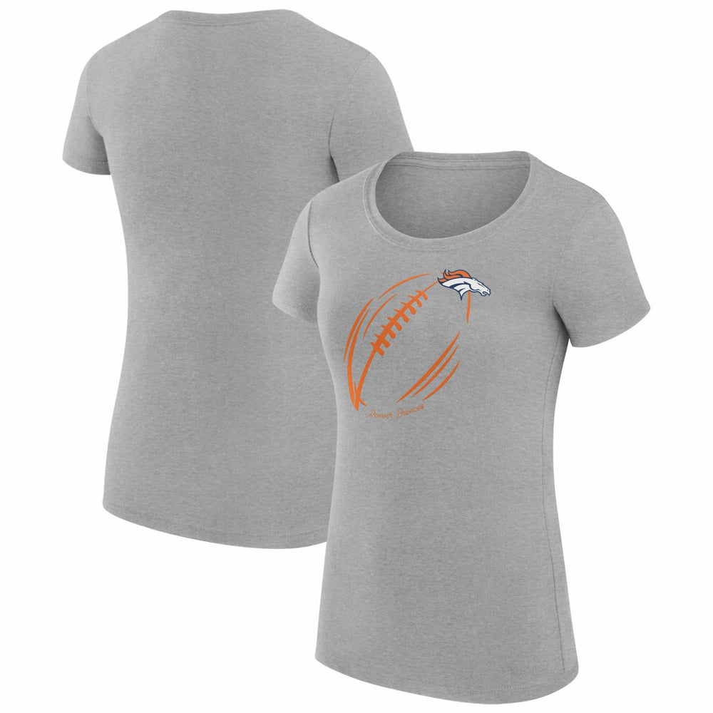Denver Broncos G-III 4Her by Carl Banks Women's Super-Slim Fit Lightweight Subtle Football T-Shirt - Heather Gray cheap
