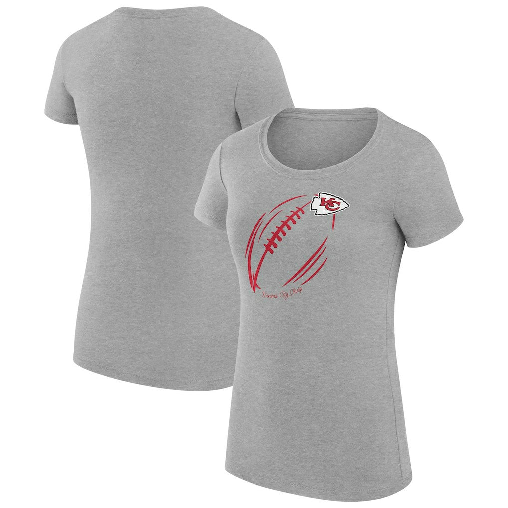 Kansas City Chiefs G-III 4Her by Carl Banks Women's Super-Slim Fit Lightweight Subtle Football T-Shirt - Heather Gray discount