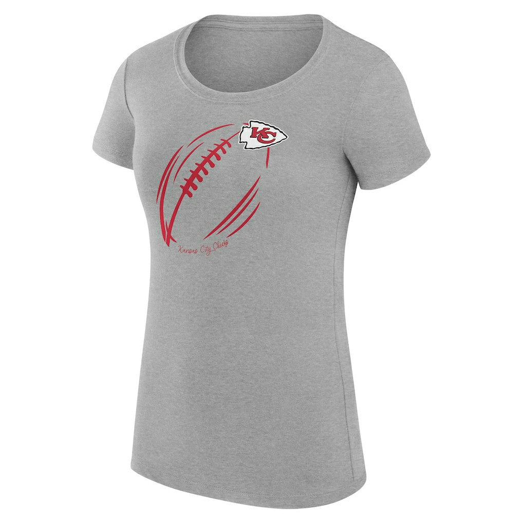 Kansas City Chiefs G-III 4Her by Carl Banks Women's Super-Slim Fit Lightweight Subtle Football T-Shirt - Heather Gray discount