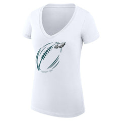 Philadelphia Eagles G-III 4Her by Carl Banks Women's Super-Slim Fit Lightweight Subtle Football V-Neck T-Shirt - White for sale