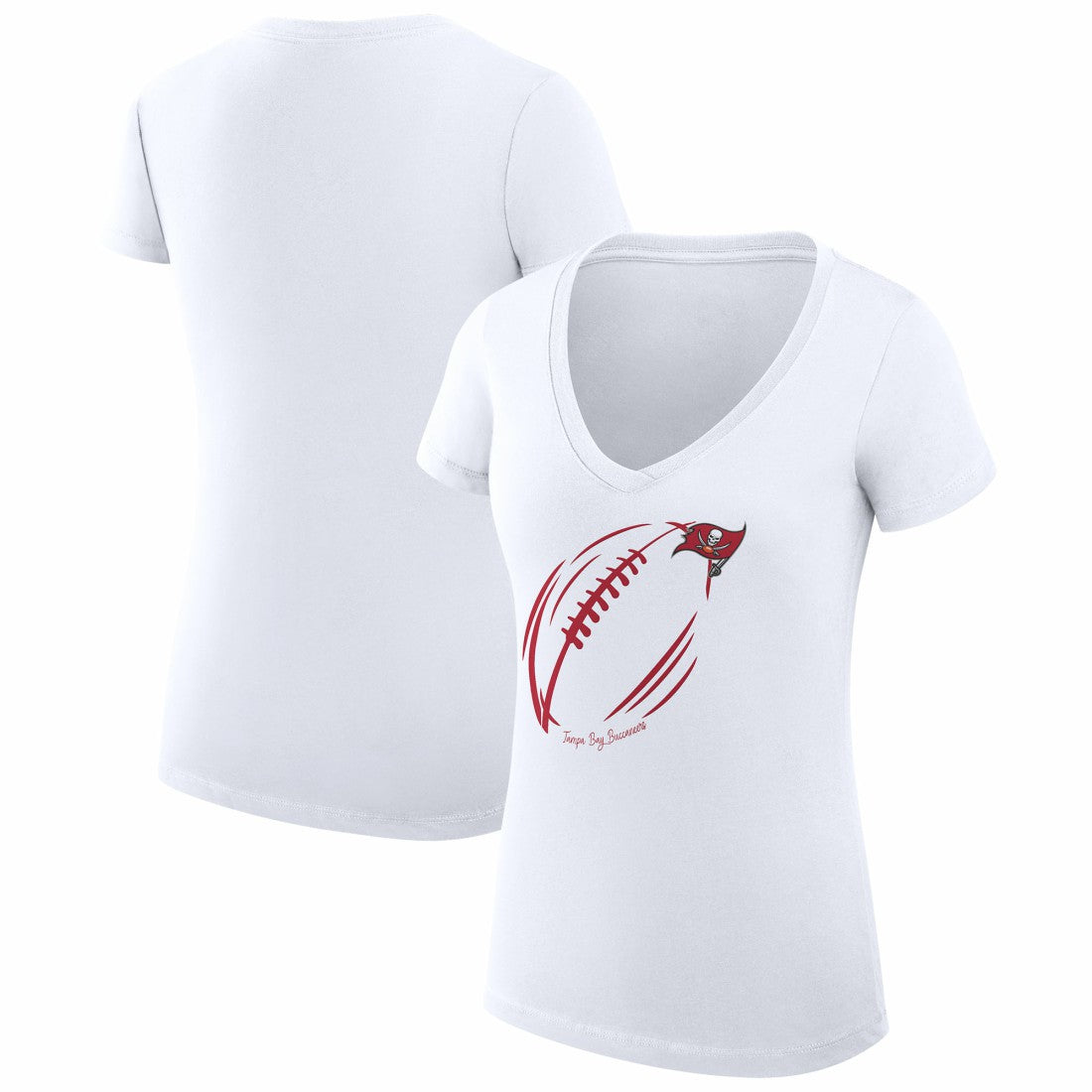 Tampa Bay Buccaneers G-III 4Her by Carl Banks Women's Super-Slim Fit Lightweight Subtle Football V-Neck T-Shirt - White on sale
