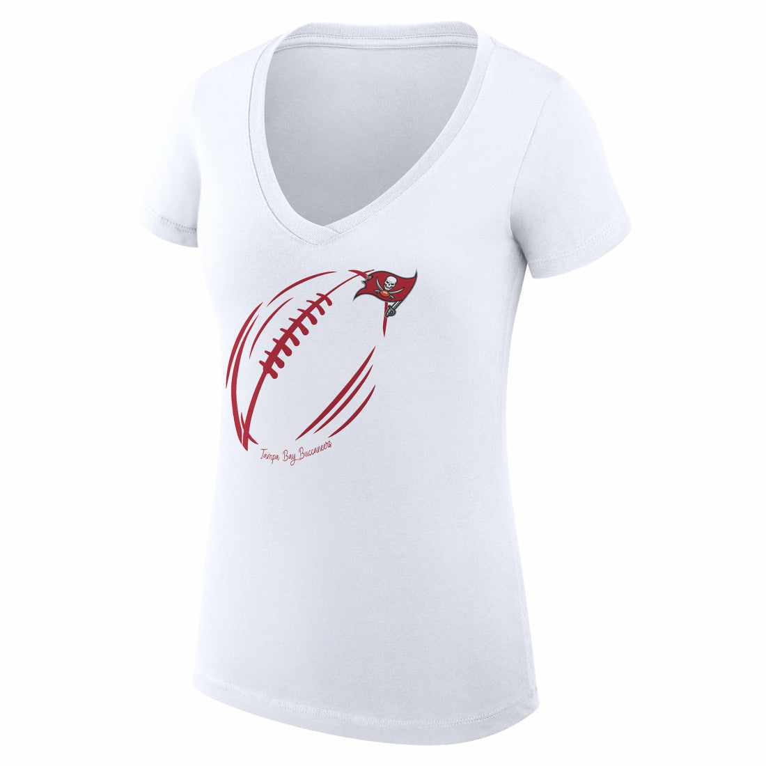 Tampa Bay Buccaneers G-III 4Her by Carl Banks Women's Super-Slim Fit Lightweight Subtle Football V-Neck T-Shirt - White on sale