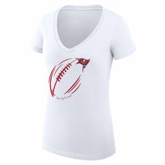 Tampa Bay Buccaneers G-III 4Her by Carl Banks Women's Super-Slim Fit Lightweight Subtle Football V-Neck T-Shirt - White on sale