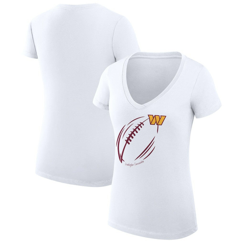 Washington Commanders G-III 4Her by Carl Banks Women's Super-Slim Fit Lightweight Subtle Football V-Neck T-Shirt - White on sale