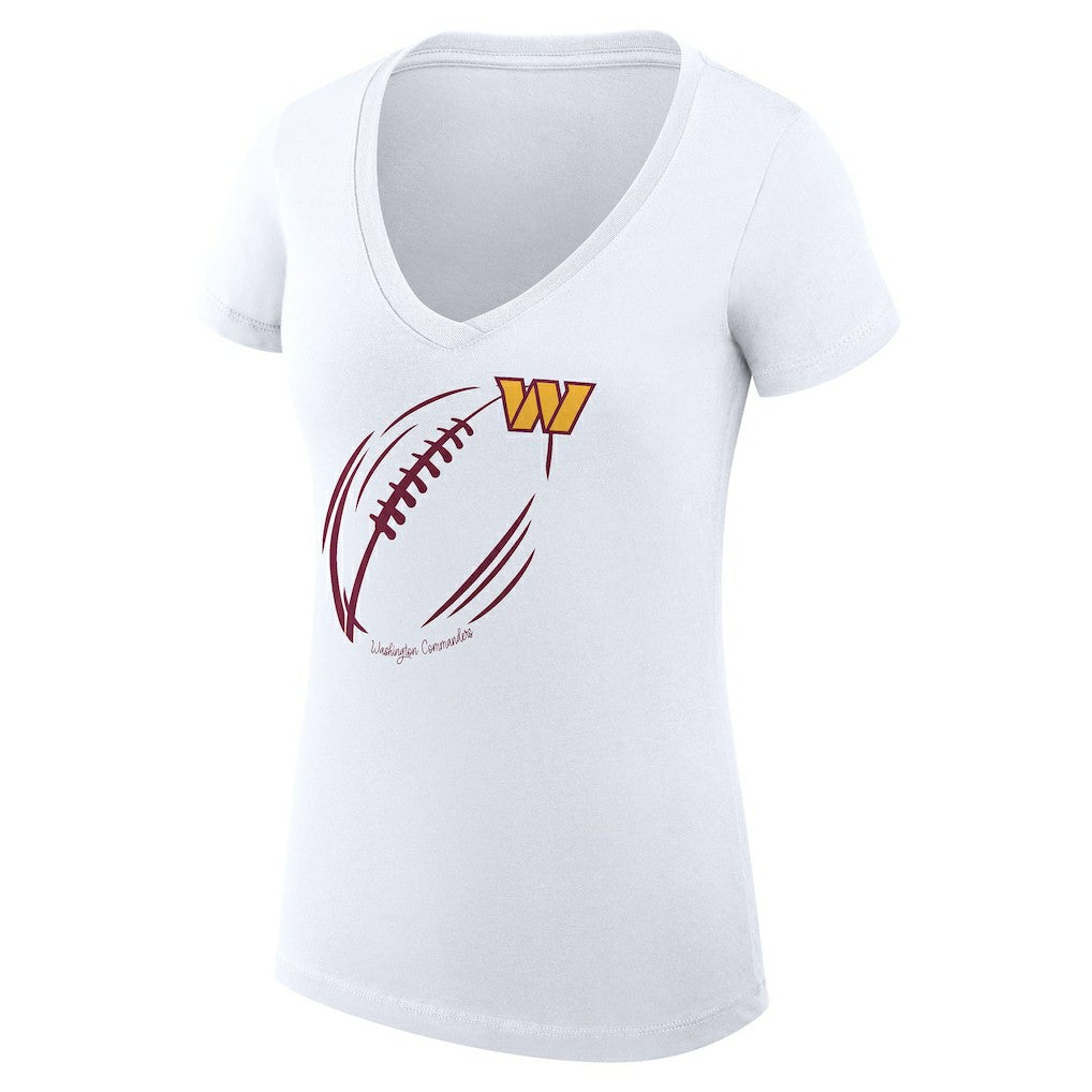 Washington Commanders G-III 4Her by Carl Banks Women's Super-Slim Fit Lightweight Subtle Football V-Neck T-Shirt - White on sale