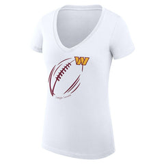 Washington Commanders G-III 4Her by Carl Banks Women's Super-Slim Fit Lightweight Subtle Football V-Neck T-Shirt - White on sale