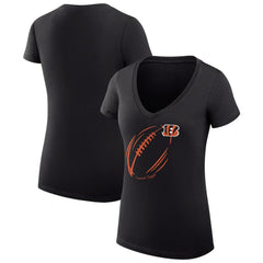Cincinnati Bengals G-III 4Her by Carl Banks Women's Super-Slim Fit Lightweight Subtle Football V-Neck T-Shirt - Black outlet