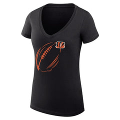Cincinnati Bengals G-III 4Her by Carl Banks Women's Super-Slim Fit Lightweight Subtle Football V-Neck T-Shirt - Black outlet