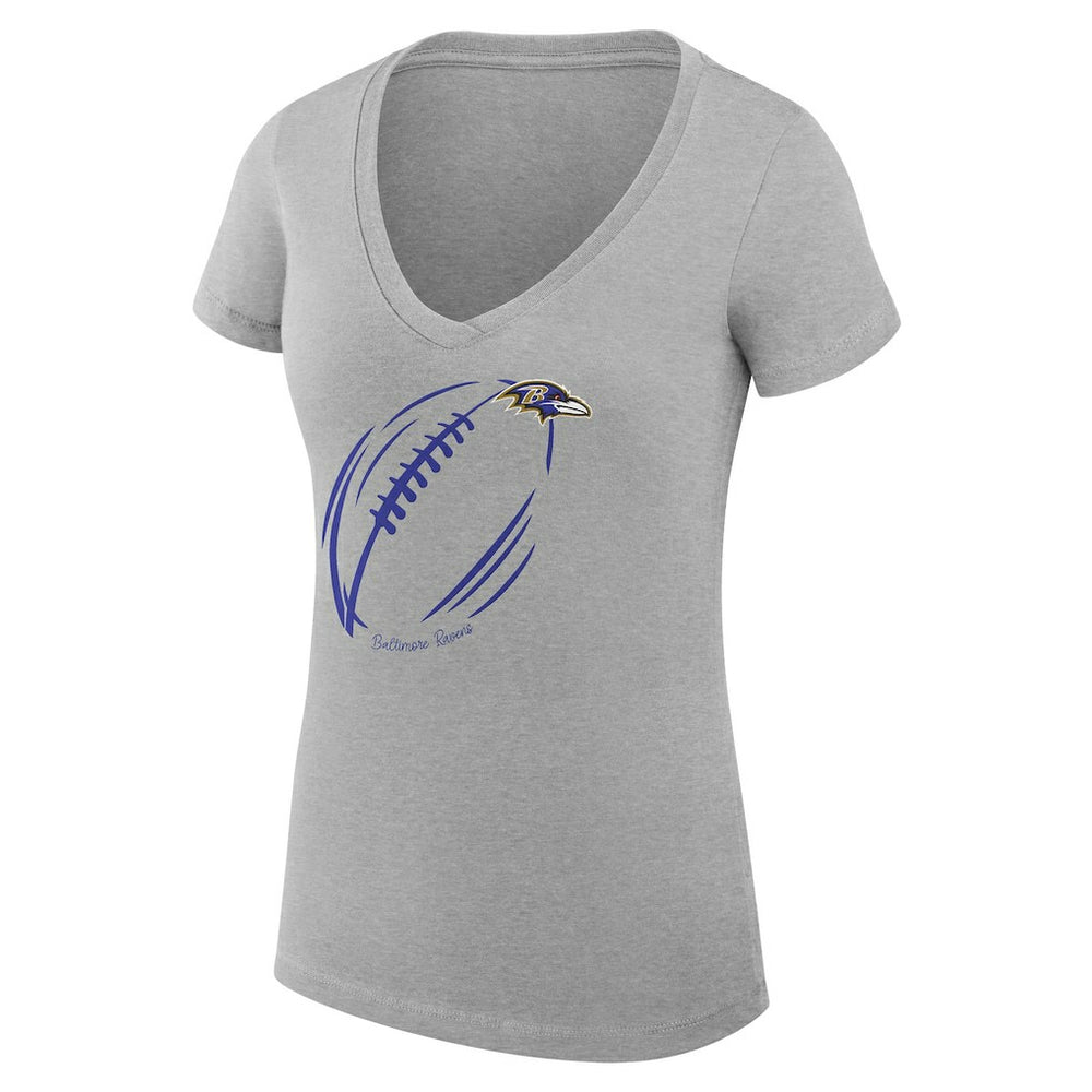 Baltimore Ravens G-III 4Her by Carl Banks Women's Super-Slim Fit Lightweight Subtle Football V-Neck T-Shirt - Heather Gray for sale