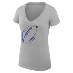 Baltimore Ravens G-III 4Her by Carl Banks Women's Super-Slim Fit Lightweight Subtle Football V-Neck T-Shirt - Heather Gray for sale