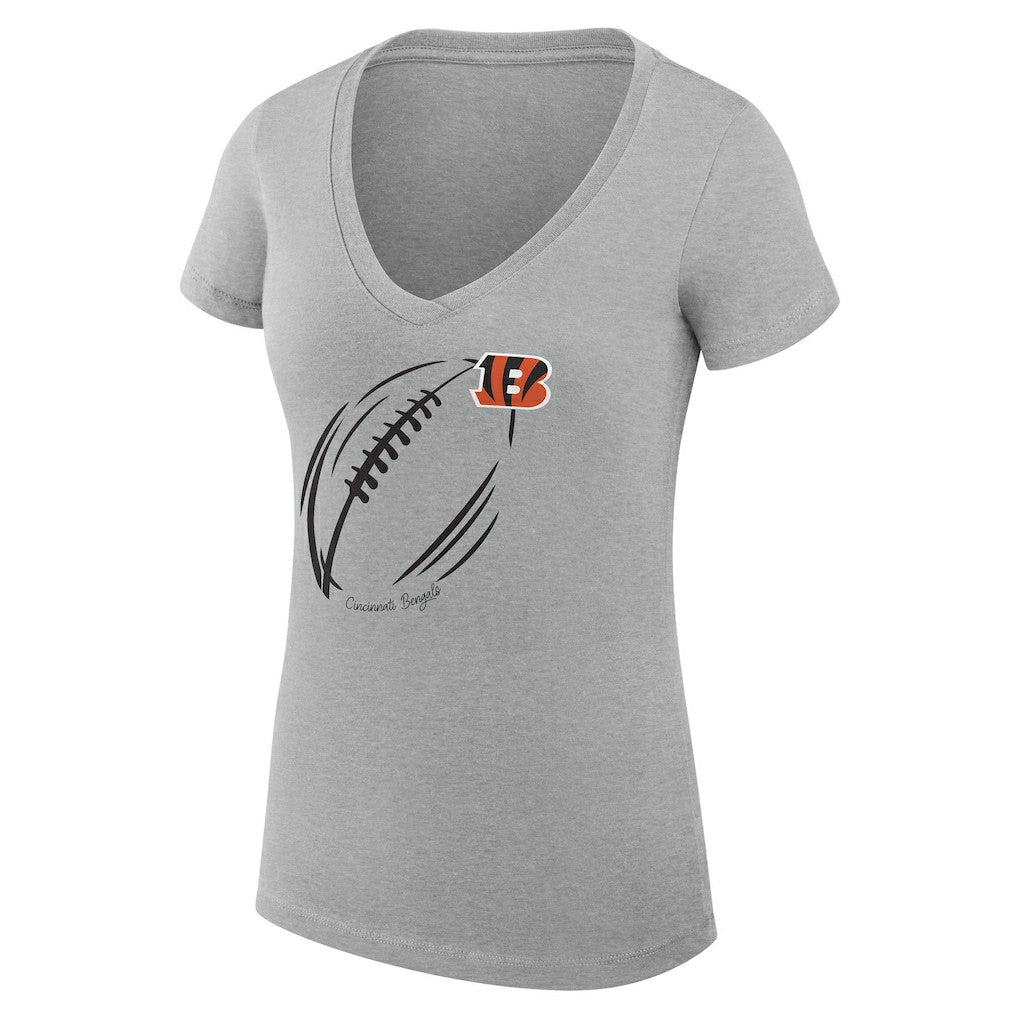 Cincinnati Bengals G-III 4Her by Carl Banks Women's Super-Slim Fit Lightweight Subtle Football V-Neck T-Shirt - Heather Gray online