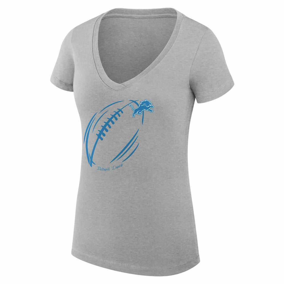 Detroit Lions G-III 4Her by Carl Banks Women's Super-Slim Fit Lightweight Subtle Football V-Neck T-Shirt - Heather Gray discount