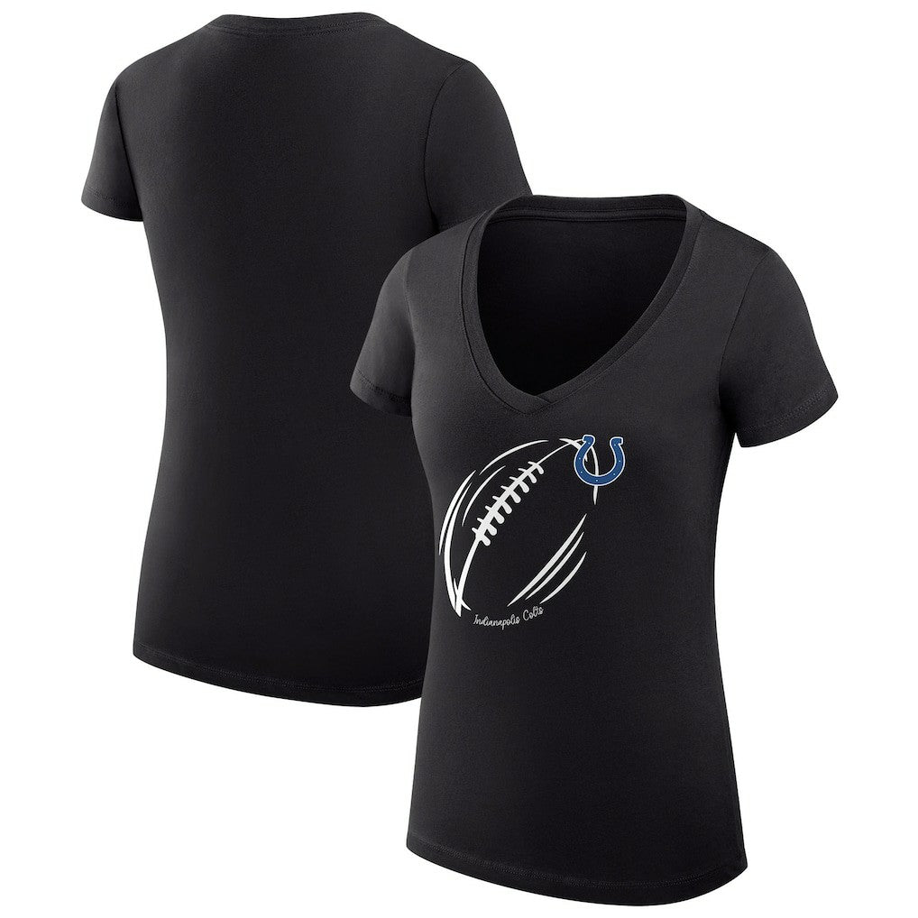 Indianapolis Colts G-III 4Her by Carl Banks Women's Super-Slim Fit Lightweight Subtle Football V-Neck T-Shirt - Black outlet
