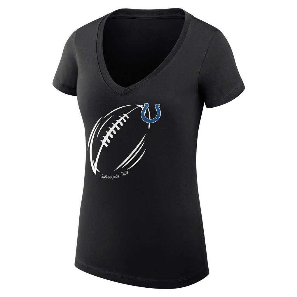 Indianapolis Colts G-III 4Her by Carl Banks Women's Super-Slim Fit Lightweight Subtle Football V-Neck T-Shirt - Black outlet